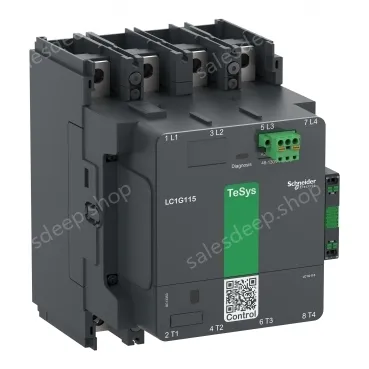 LC1G1154KUEN Contactor, high power, TeSys Giga, standard version, 4 pole/NO, AC-1 <=440V 250A, 100-250VAC/DC coil