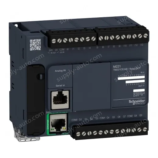 TM221CE24R logic controller, Modicon M221, 24 IO, relay, Ethernet