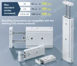 Dual Rod Cylinder Basic Type CXS2 Series ø6, ø10, ø16, ø20, ø25, ø32