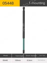 Single head, slotted 6mm, total length, 150mm-05448