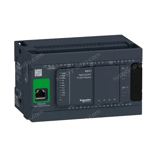 TM241CE24T logic controller, Modicon M241, 24 IO, transistor, PNP, Ethernet