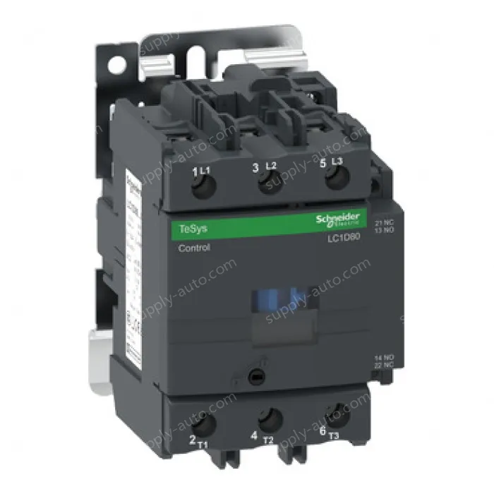 LC1D80M7C TeSys Deca Contactor, 3-Pole (3NO), AC-3/AC-3e, <=440V, 80A, 220VAC, Screw Terminal